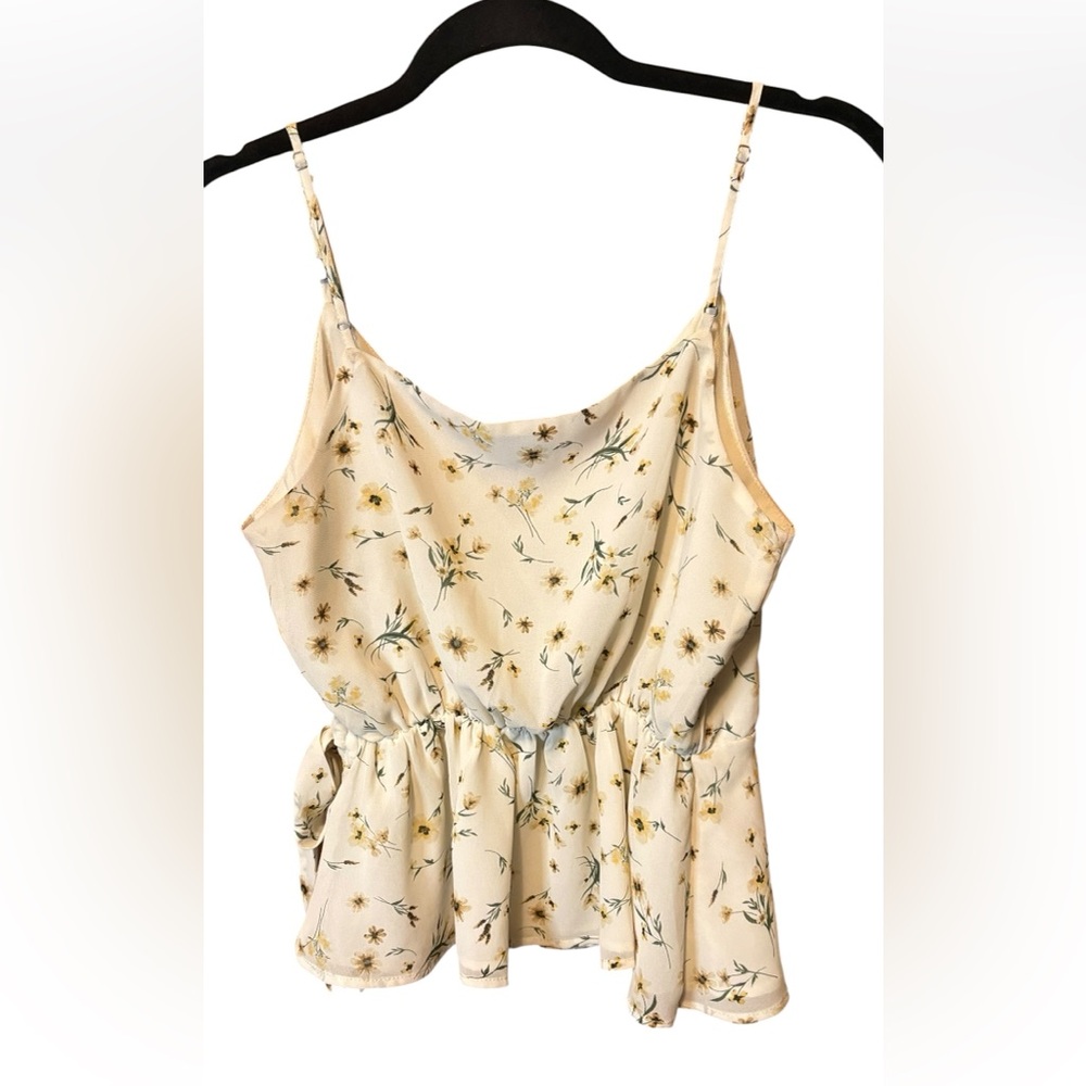 Paper Crane Anthropologie Floral Wrap Tank Medium Tie Front Chiffon Cottagecore - Picture 7 of 10